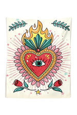 Floral Heart Psychedelic Tapestry