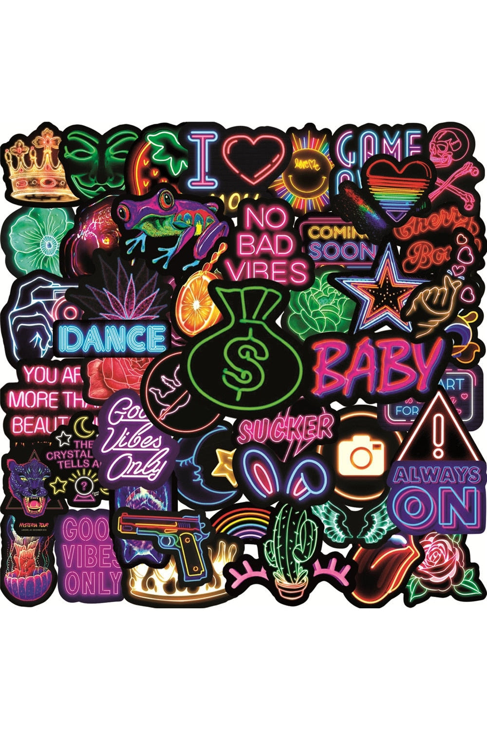 Graffiti Style Neon Scrapbooking Stickers