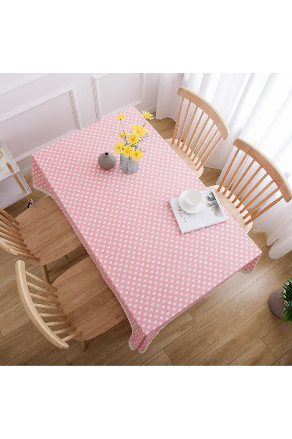 Pink Heart Pattern Tablecloth