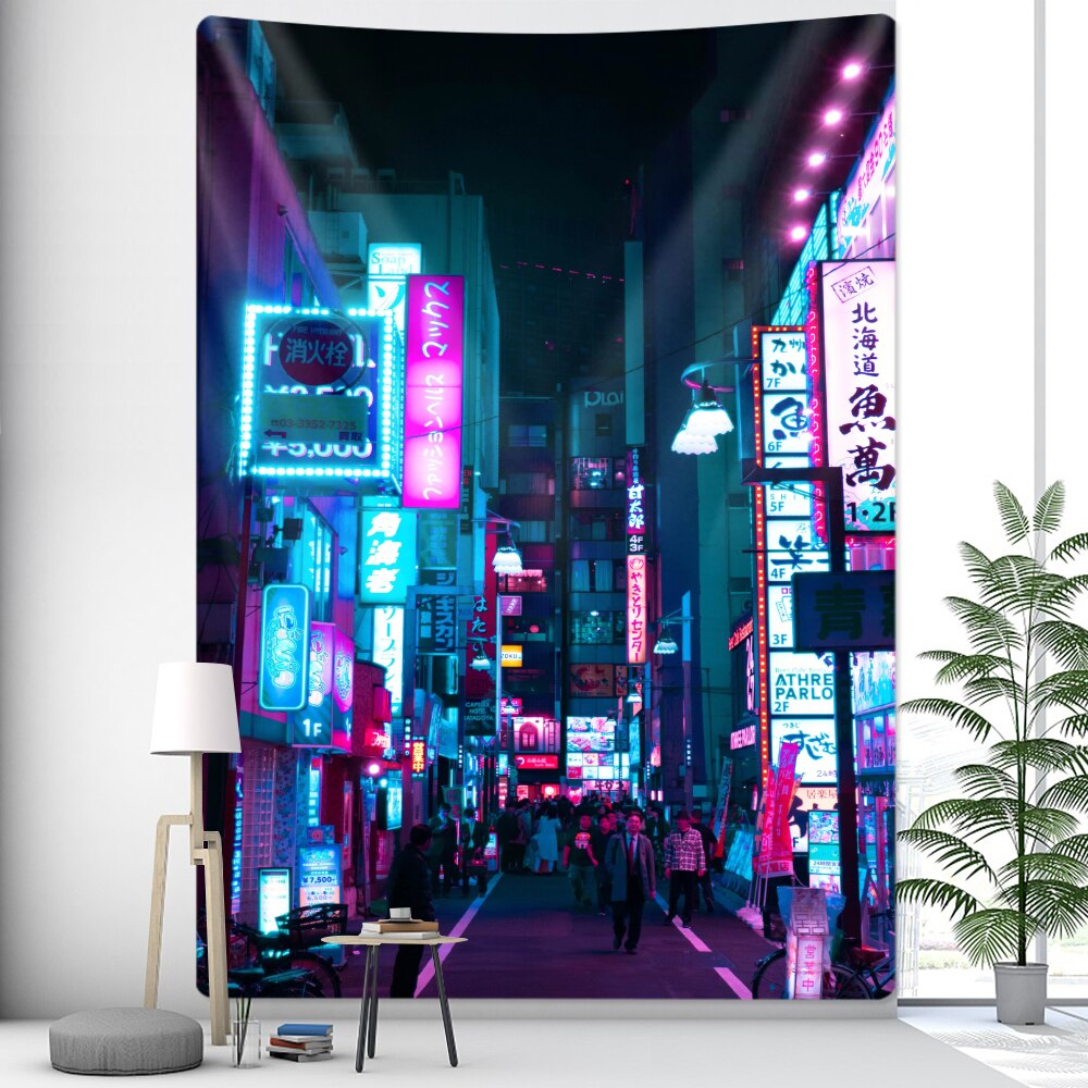 Tokyo Nightlife Inspired Tapestry