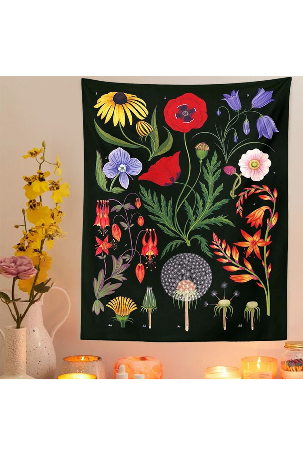 Dark Botanical Wall Tapestry