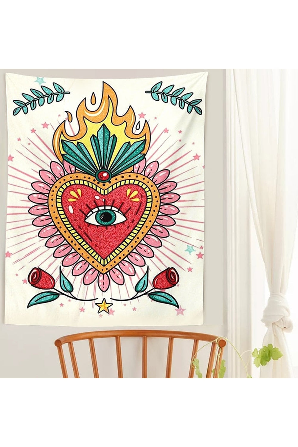 Floral Heart Psychedelic Tapestry