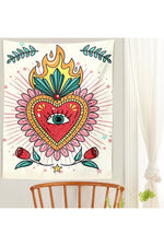 Floral Heart Psychedelic Tapestry