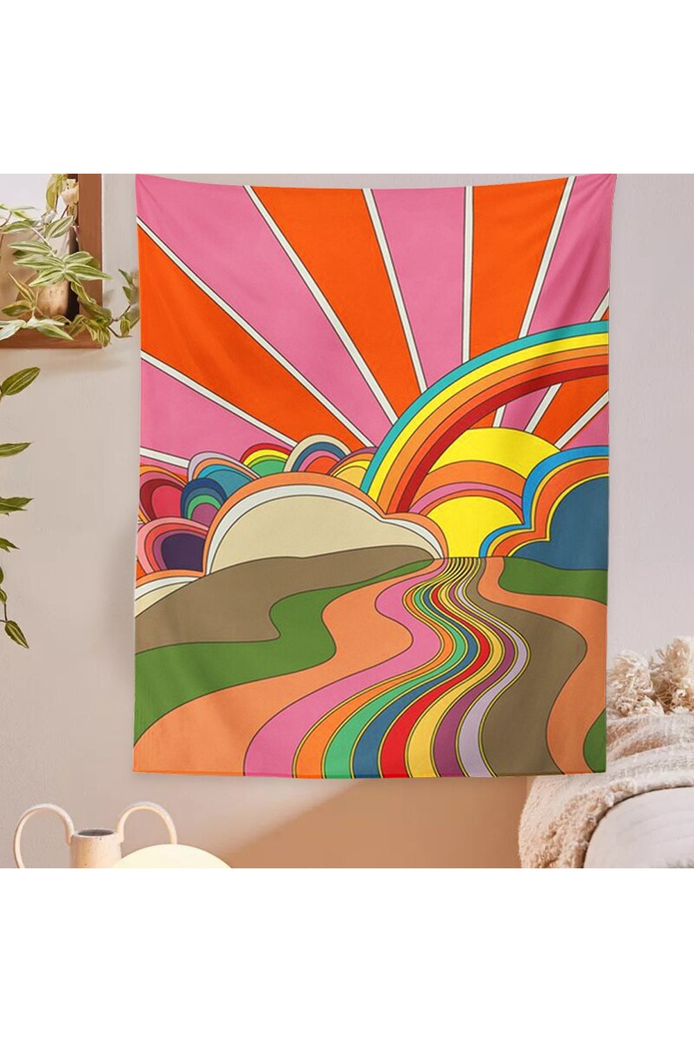 Psychedelic 70's Rainbow Wall Tapestry