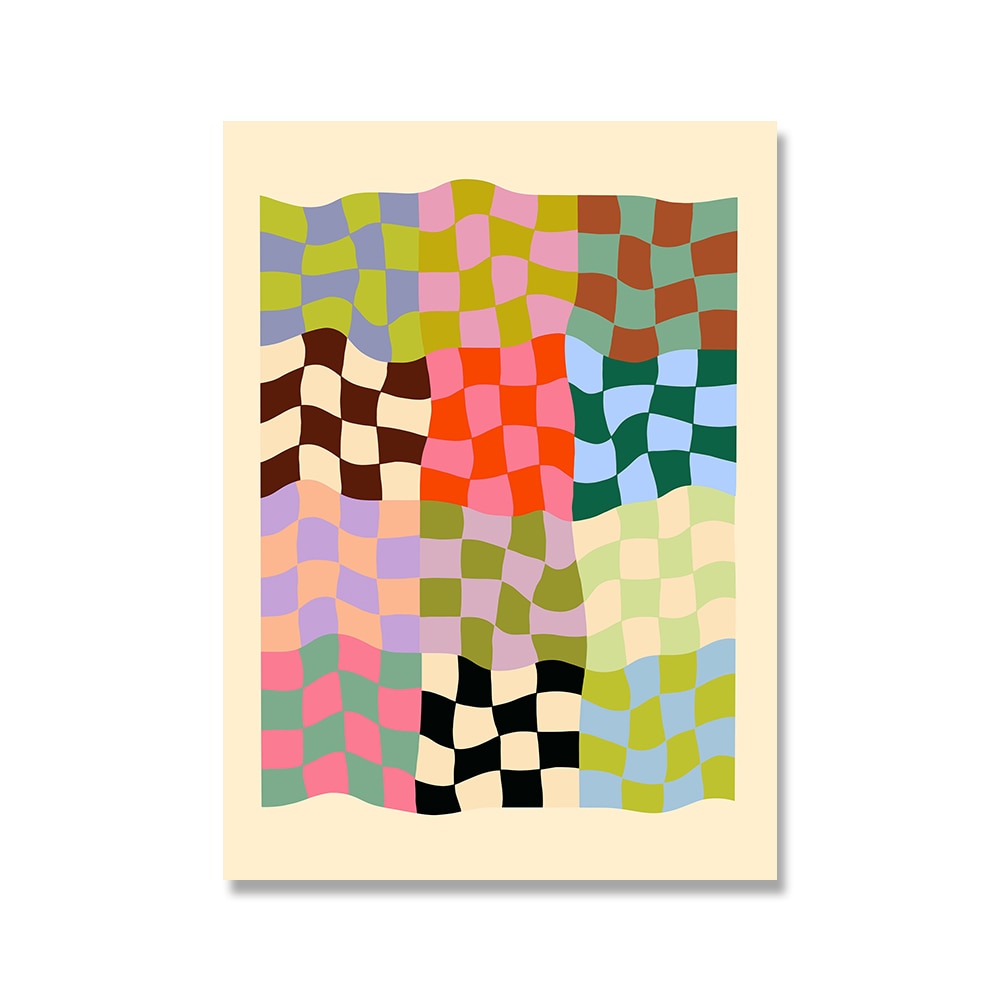 Checkered Wavy Canvas Poster