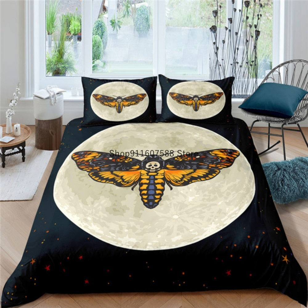 Gothic Black Death Moth Bedding Set