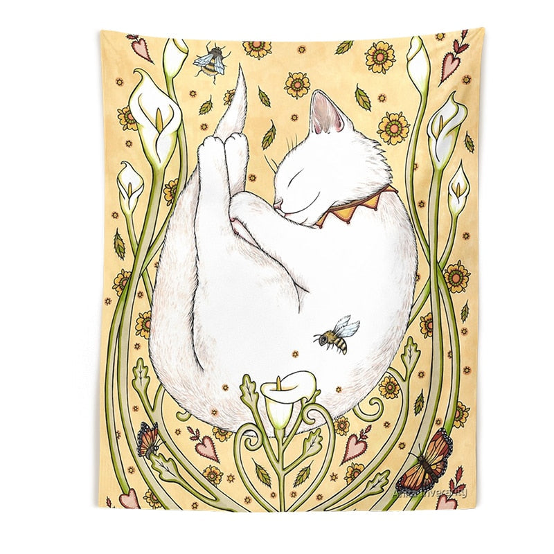 Coquette Cute Cat Tapestry