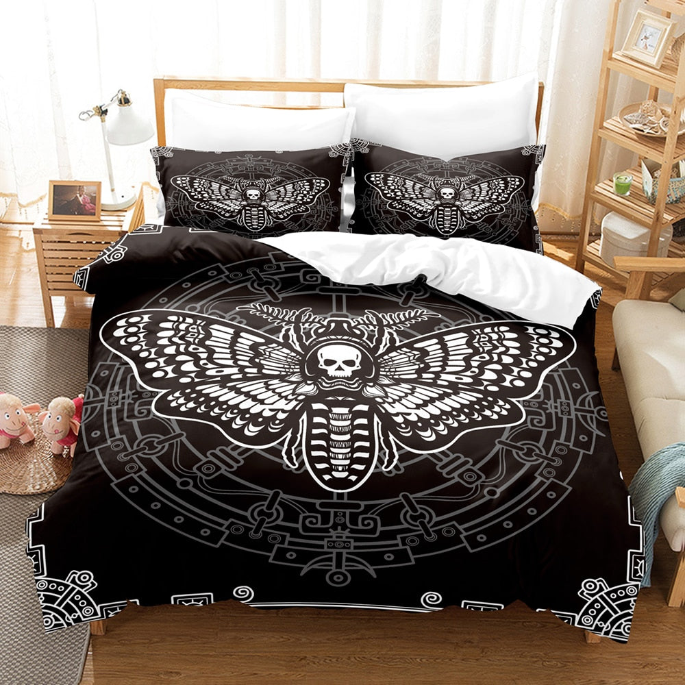 Gothic Black Death Moth Bedding Set