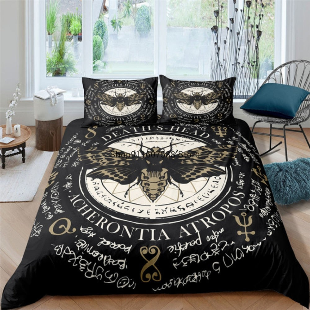 Gothic Black Death Moth Bedding Set