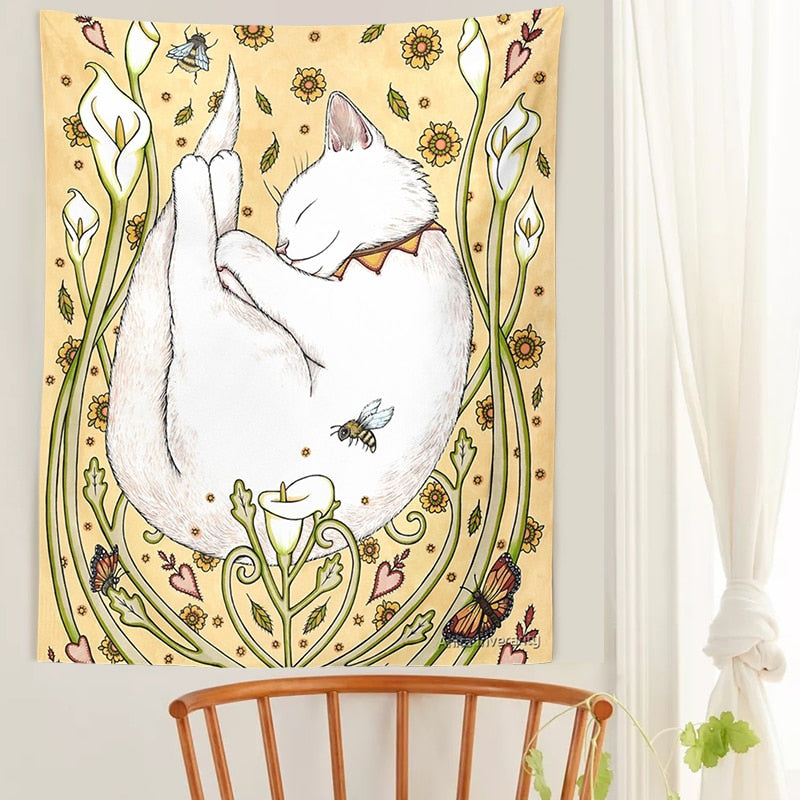 Coquette Cute Cat Tapestry