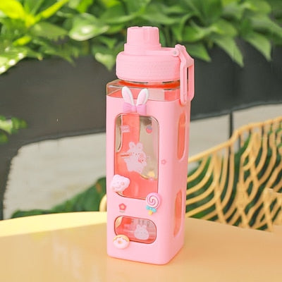 Kawaii Pastel Square Water Bottle