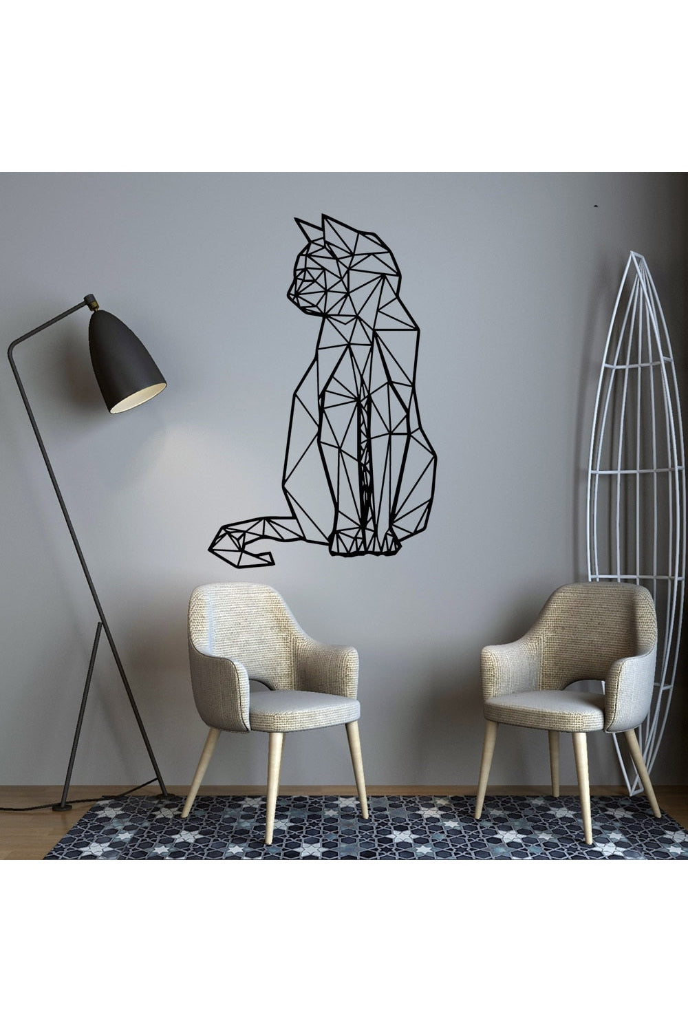 Cat Silhouette Geometric Wall Sticker