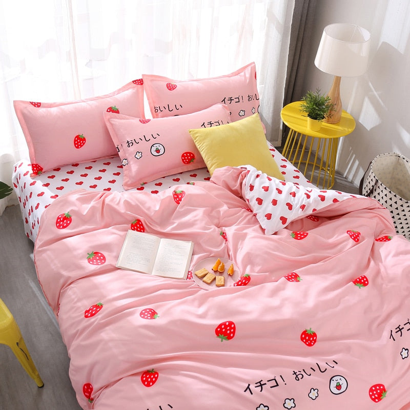 Kawaii Strawberry Bedding Set