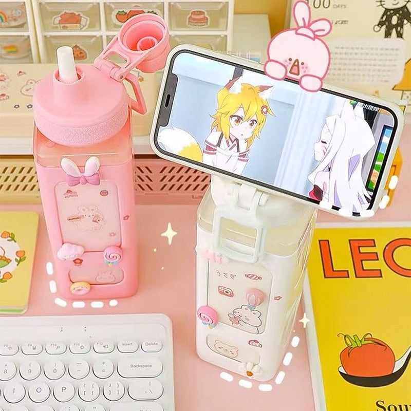 Kawaii Pastel Square Water Bottle