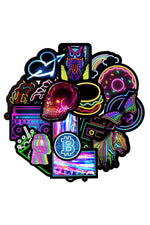 Neon Light Graffiti Themed Stickers