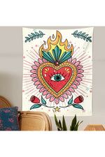 Floral Heart Psychedelic Tapestry