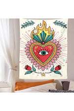 Floral Heart Psychedelic Tapestry