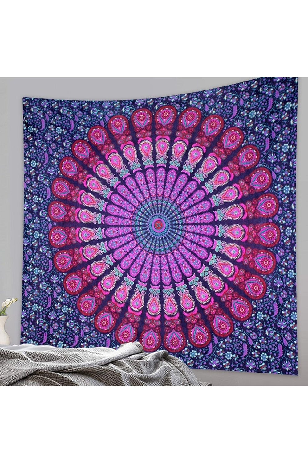 Gradient Trippy Mandala Tapestry