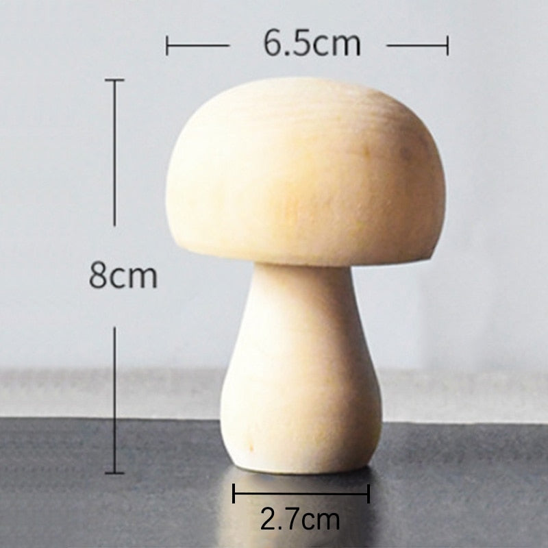 Wooden Mushroom Decor Figurines