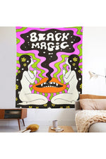 Black Magic Floral Psychedelic Tapestry