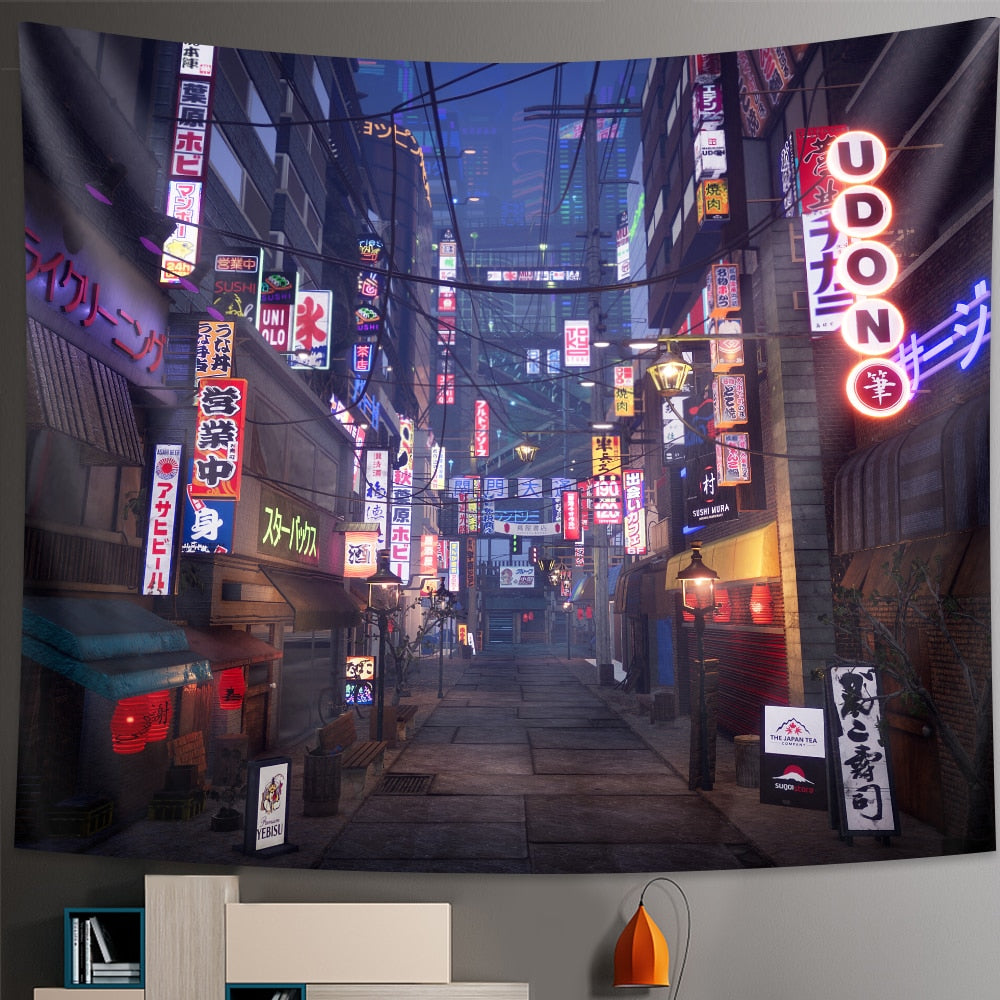 Tokyo Nightlife Inspired Tapestry