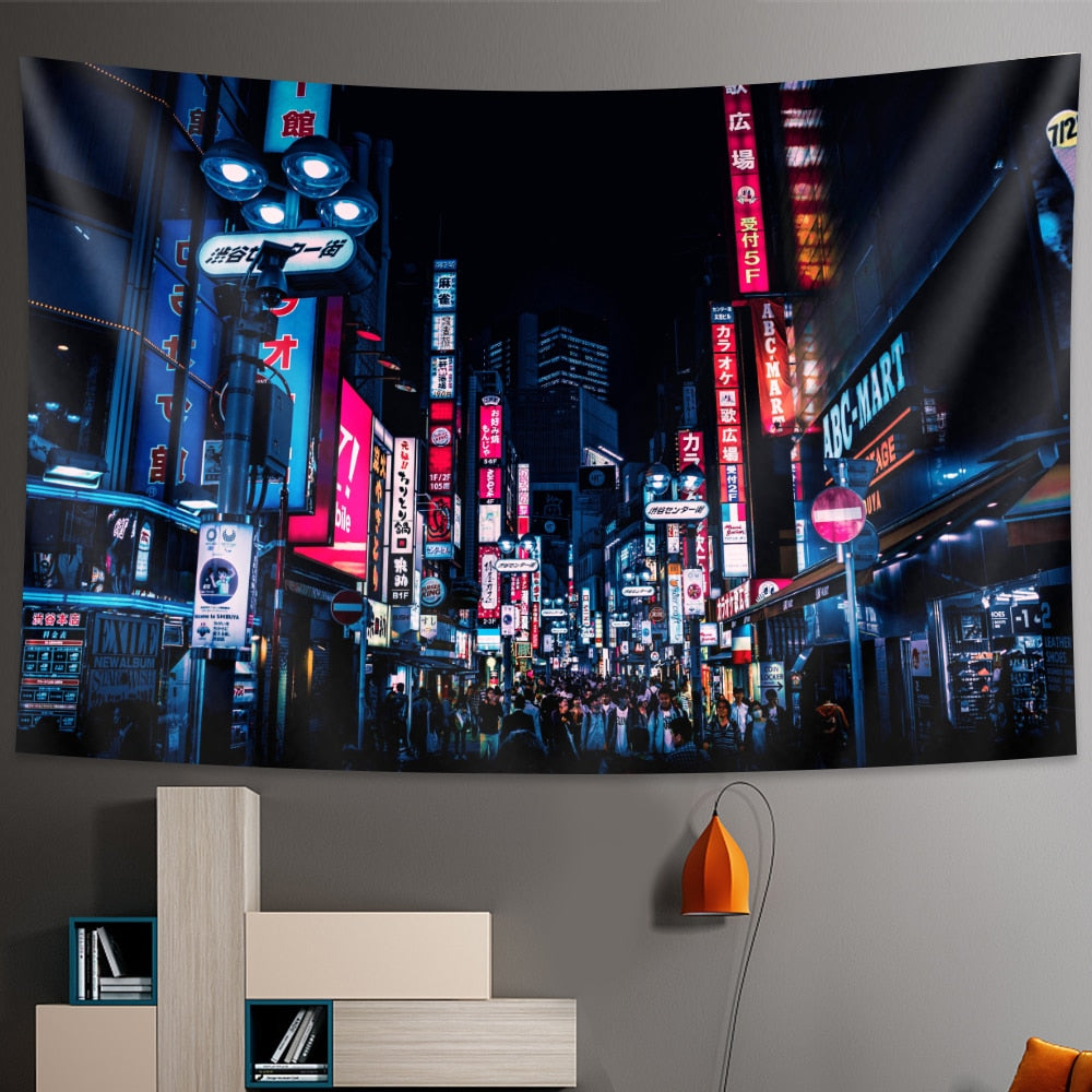 Tokyo Nightlife Inspired Tapestry