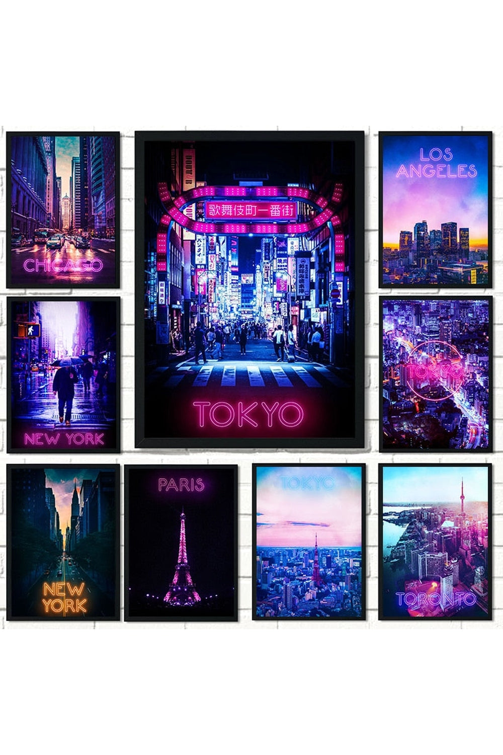 Night Capitals Neon Lights Posters