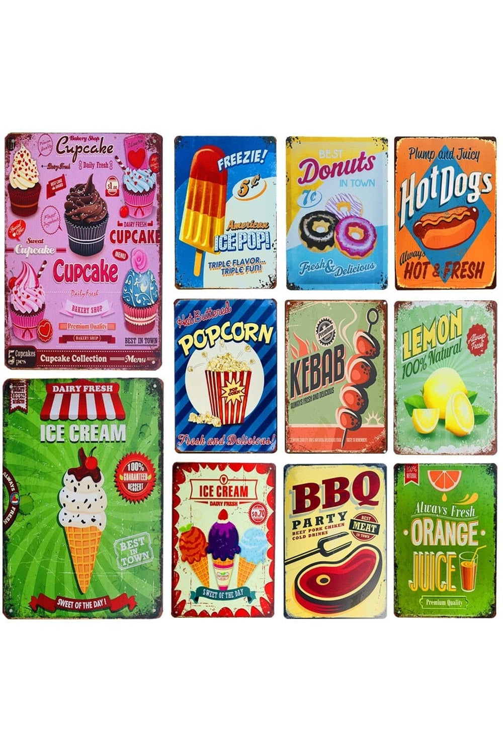 Street Food Theme Metal Posters