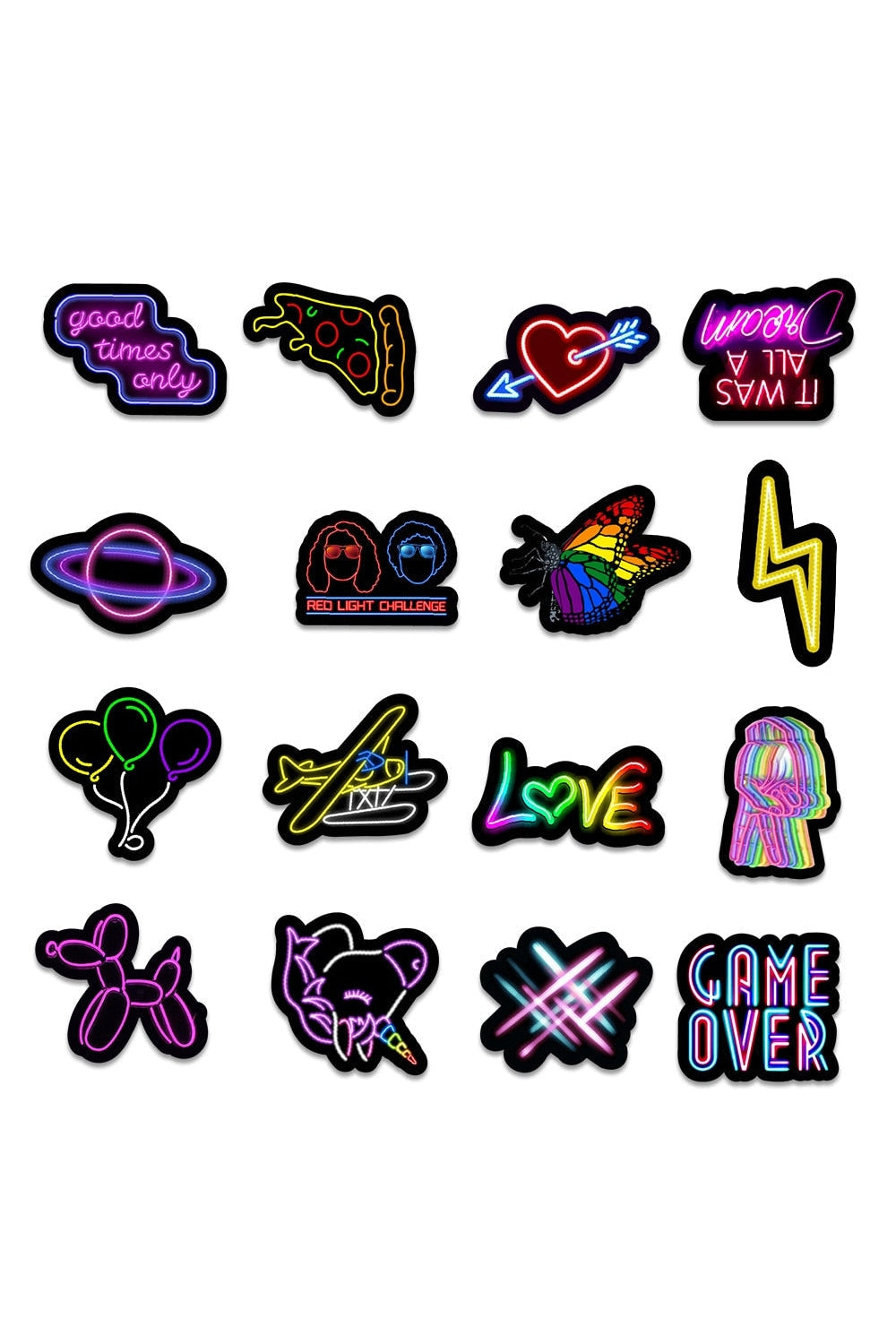 Cartoon-Themed Neon Scrapbooking Stickers