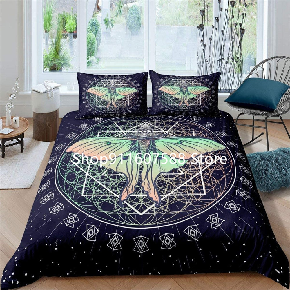 Gothic Black Death Moth Bedding Set