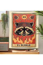 Weirdcore Demonic Raccoon Tapestry