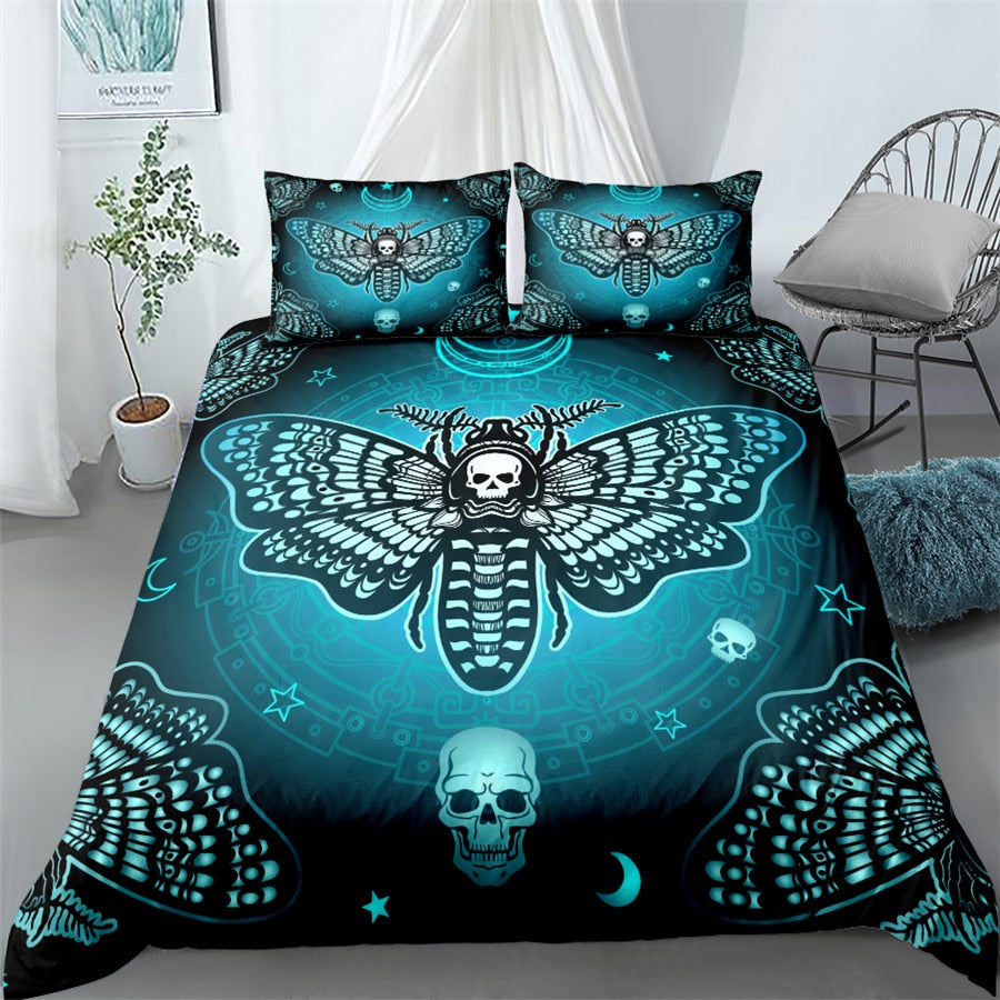 Gothic Black Death Moth Bedding Set