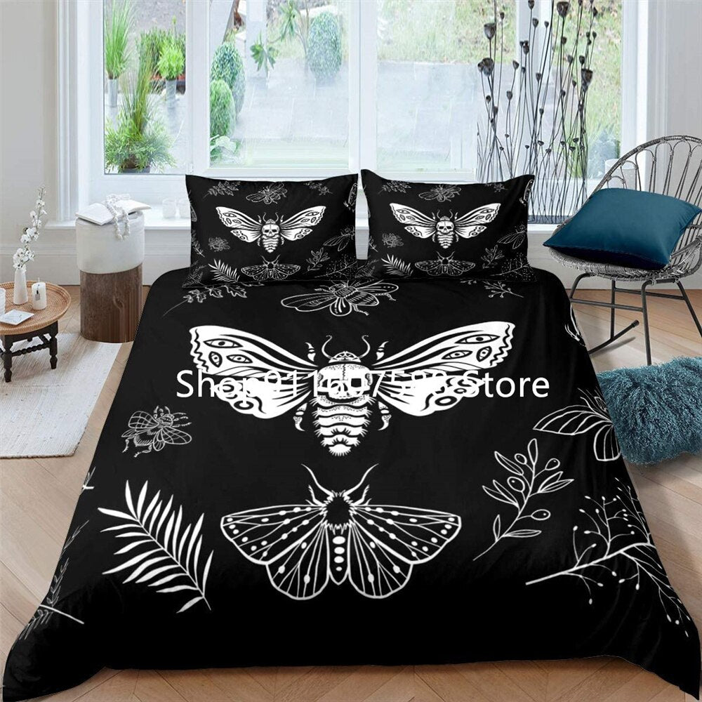 Gothic Black Death Moth Bedding Set