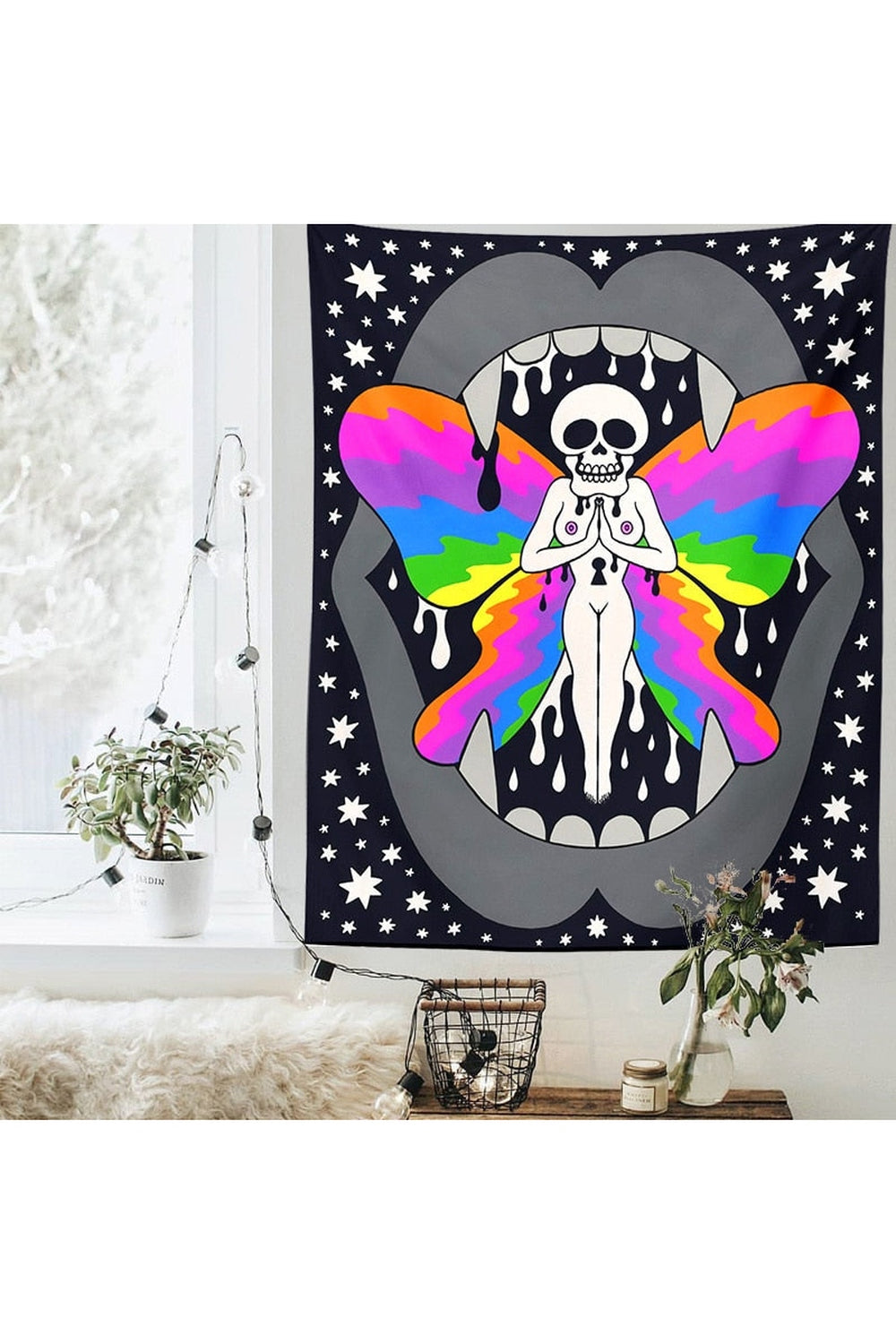 Black Magic Floral Psychedelic Tapestry