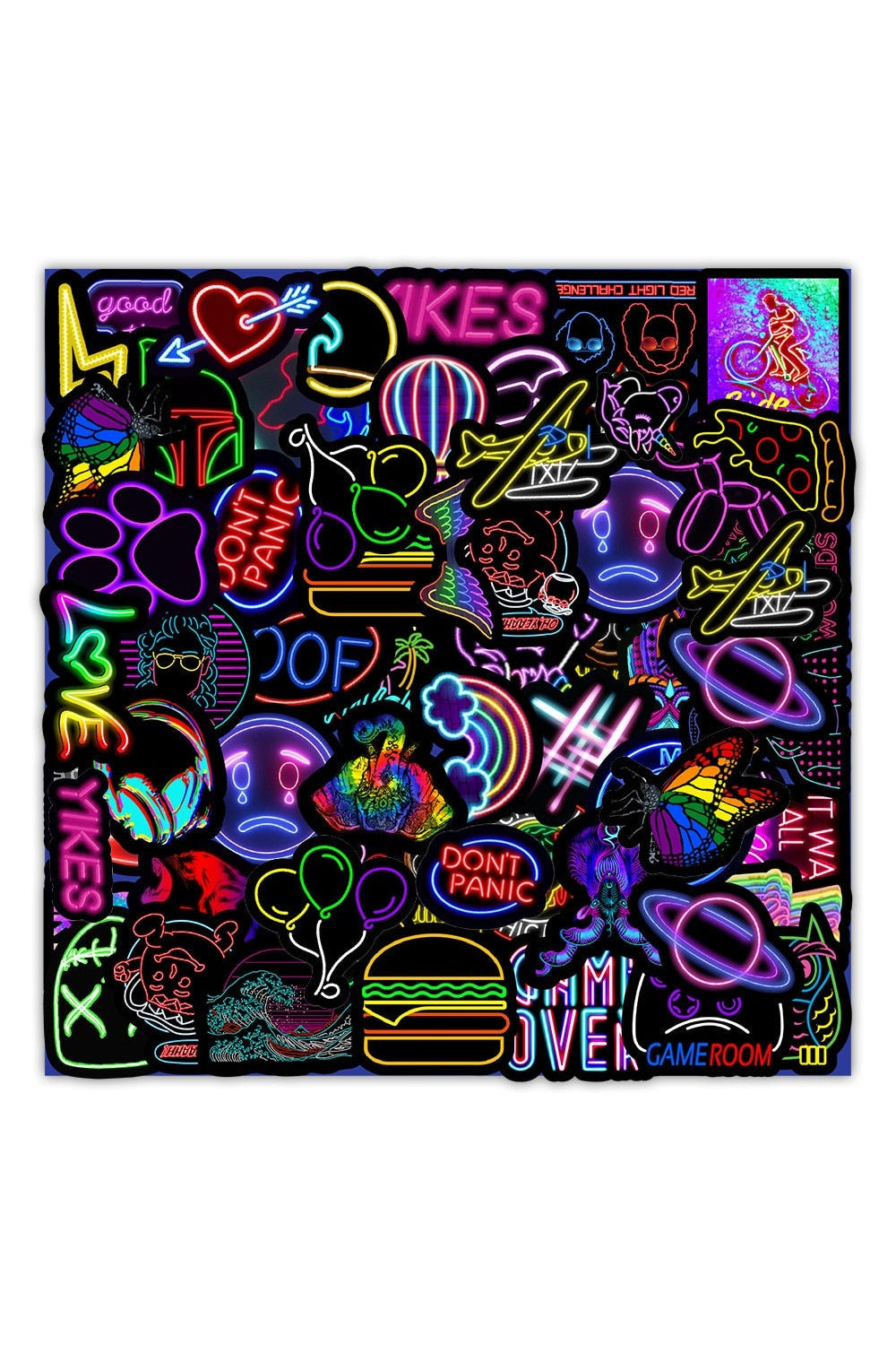 Cartoon-Themed Neon Scrapbooking Stickers