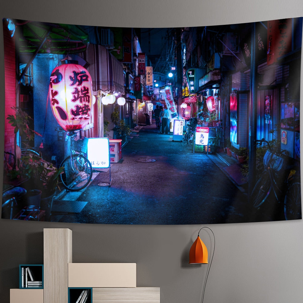 Tokyo Nightlife Wall Tapestry