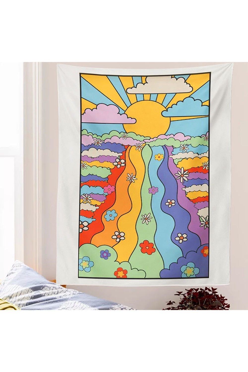 Psychedelic 70's Rainbow Wall Tapestry