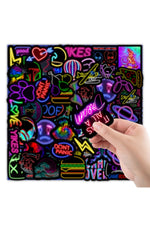 Cartoon-Themed Neon Scrapbooking Stickers