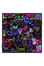 Cartoon-Themed Neon Scrapbooking Stickers