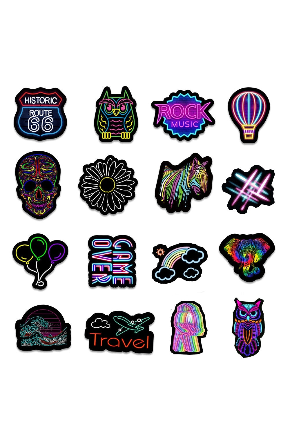 Neon Light Graffiti Themed Stickers