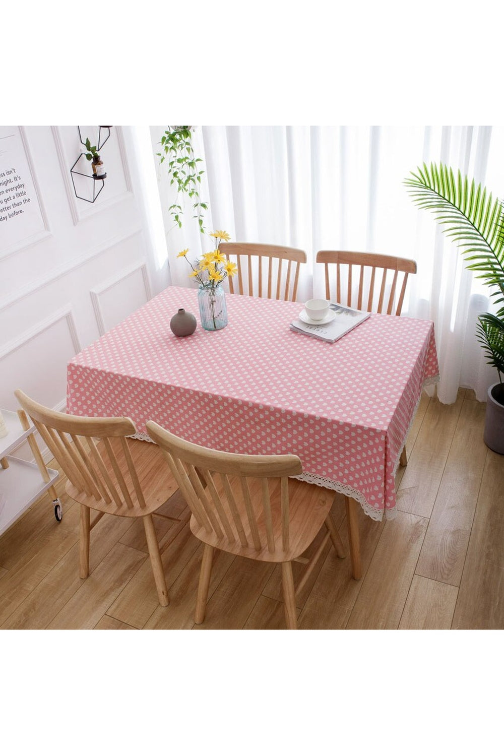 Pink Heart Pattern Tablecloth