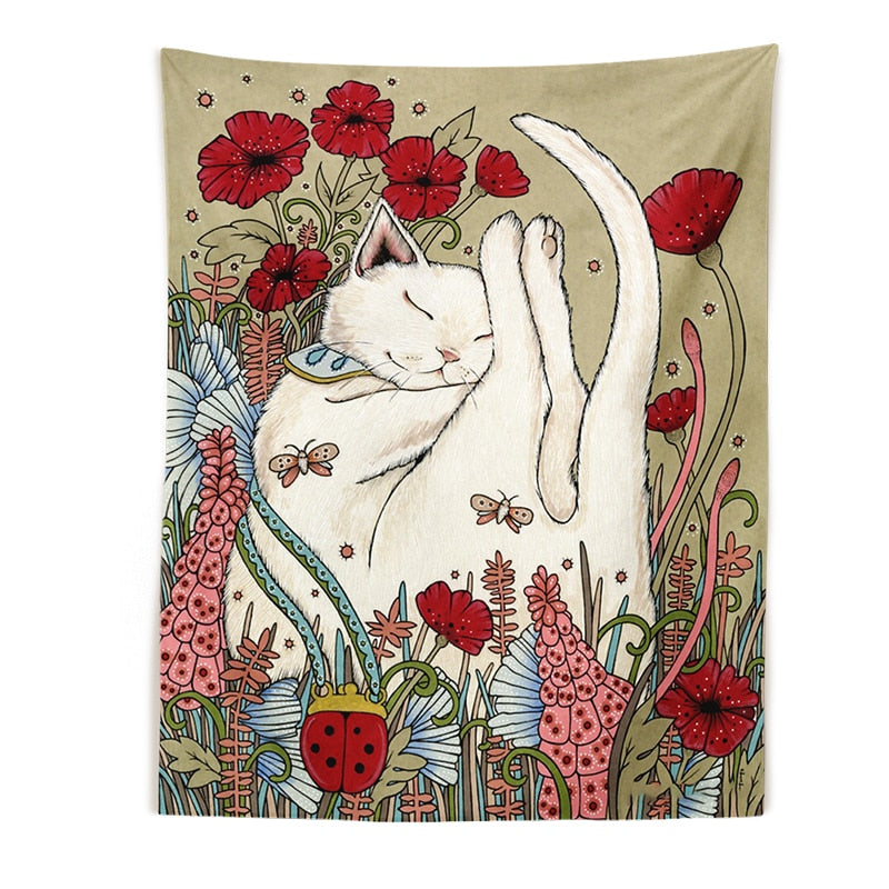 Coquette Cute Cat Tapestry