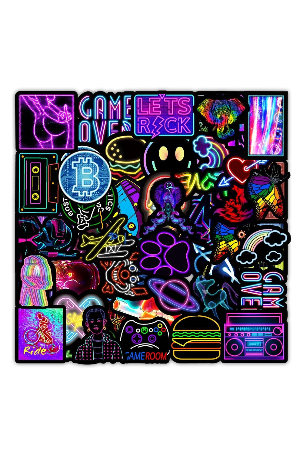 Neon Inspired Scrapbooking Stickers