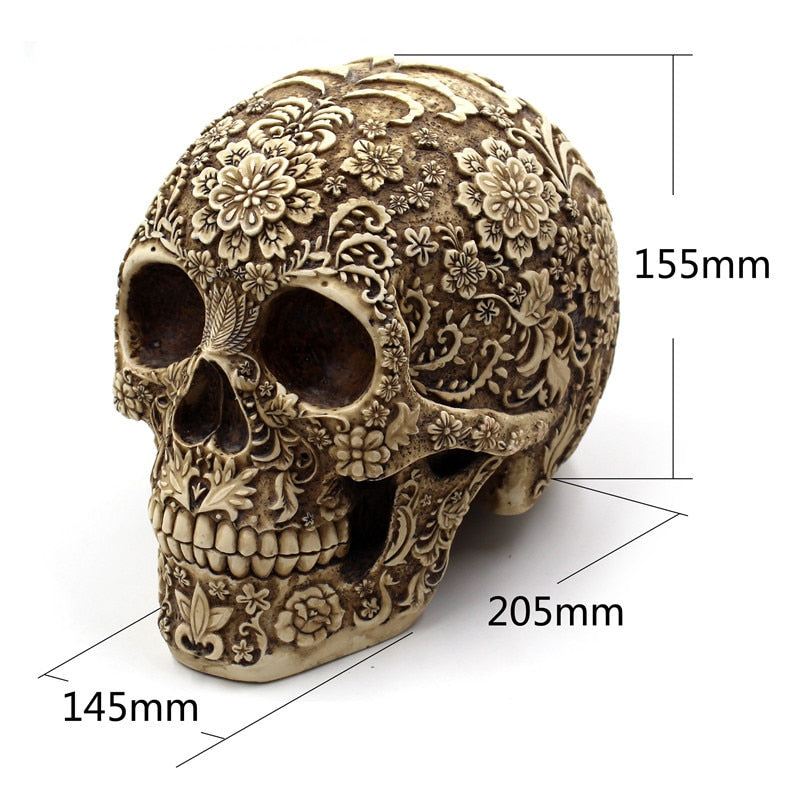 Goth Resin Skull Statue