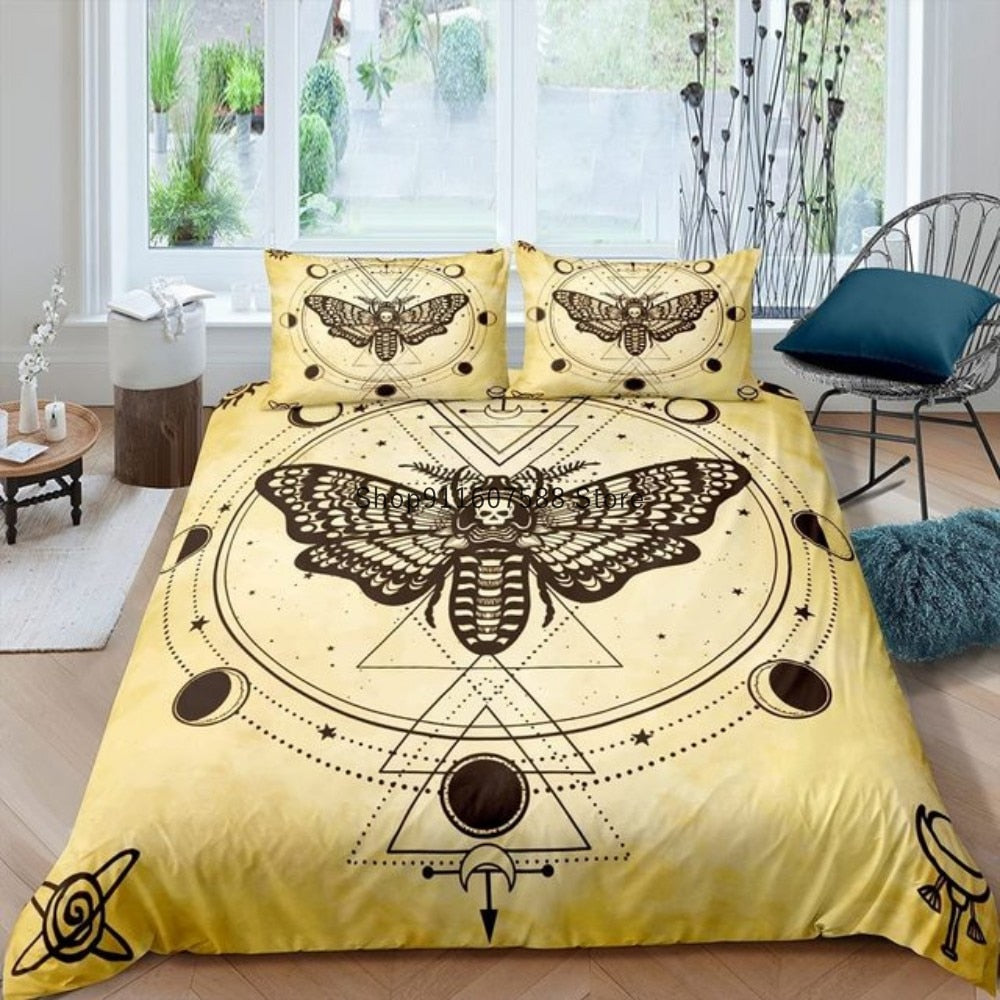 Gothic Black Death Moth Bedding Set