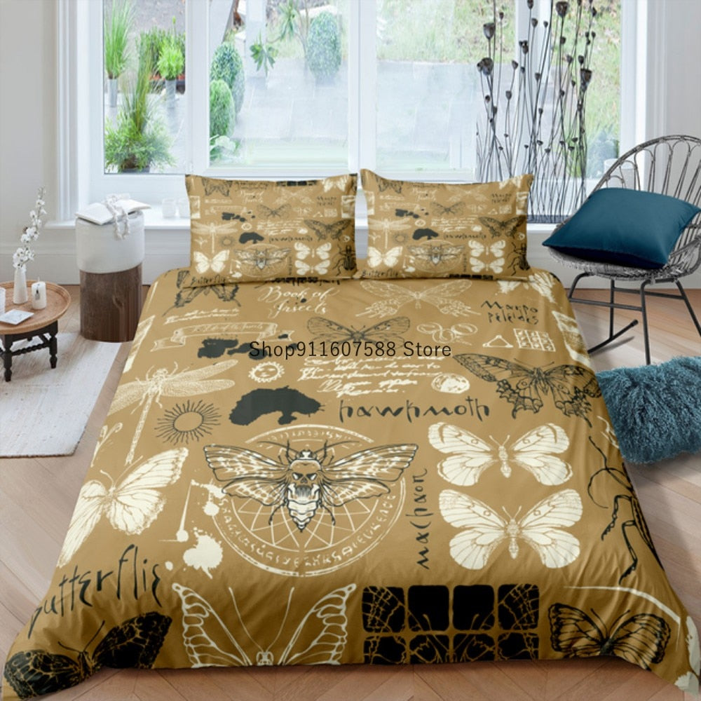 Gothic Black Death Moth Bedding Set