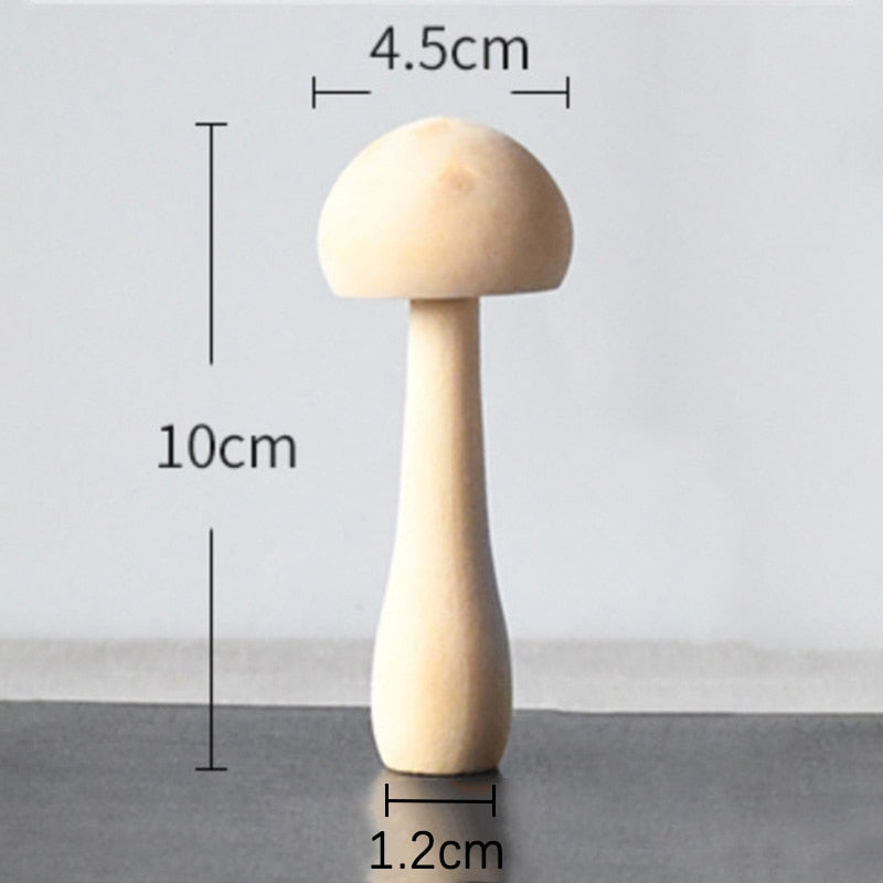 Wooden Mushroom Decor Figurines