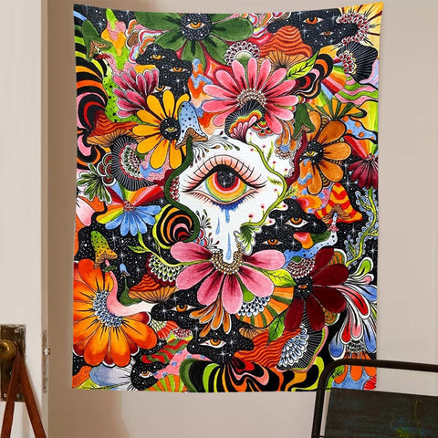 Psychedelic Alice Flowers Tapestry