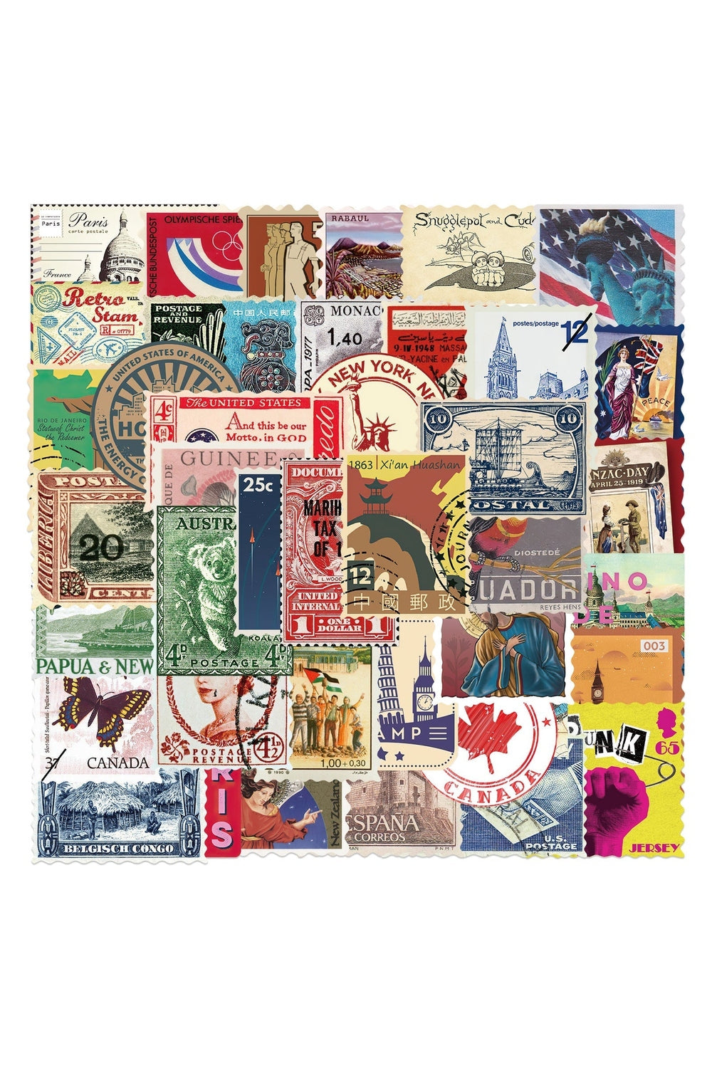 World Travel Stamp Stickers