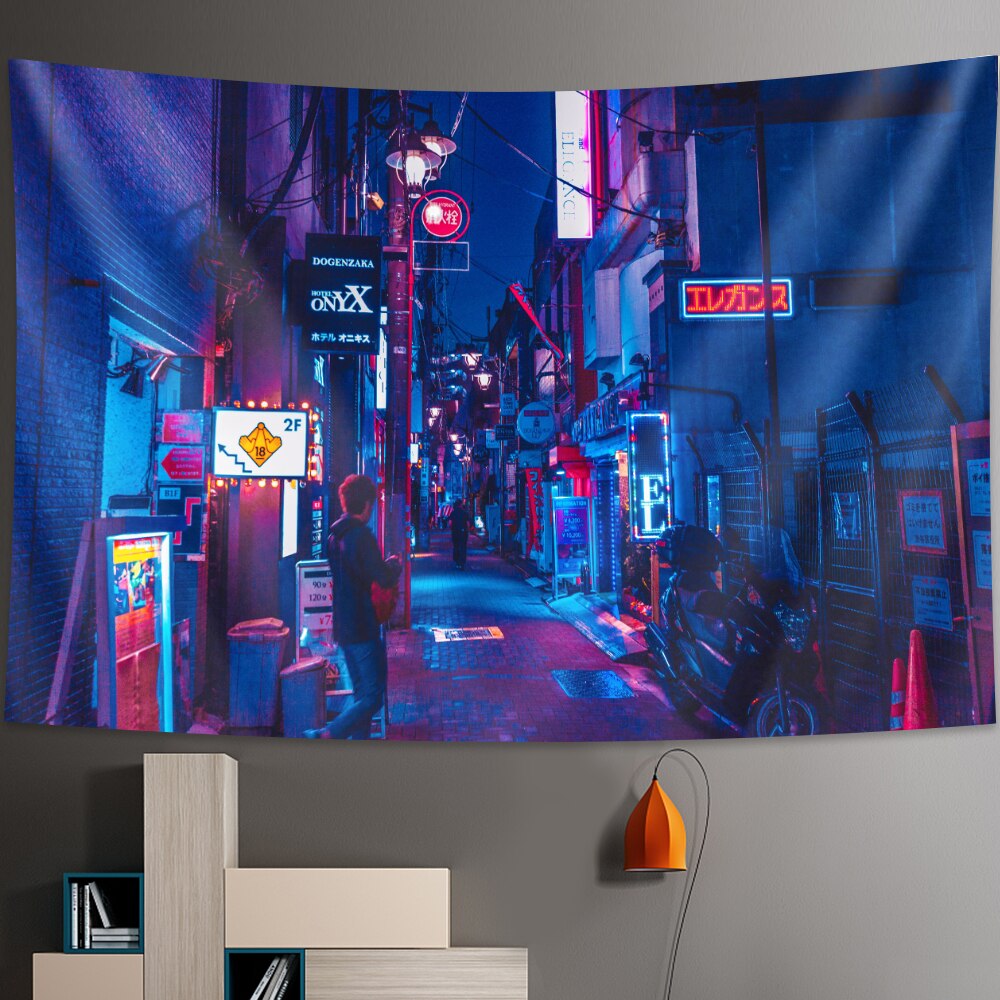 Tokyo Nightlife Inspired Tapestry